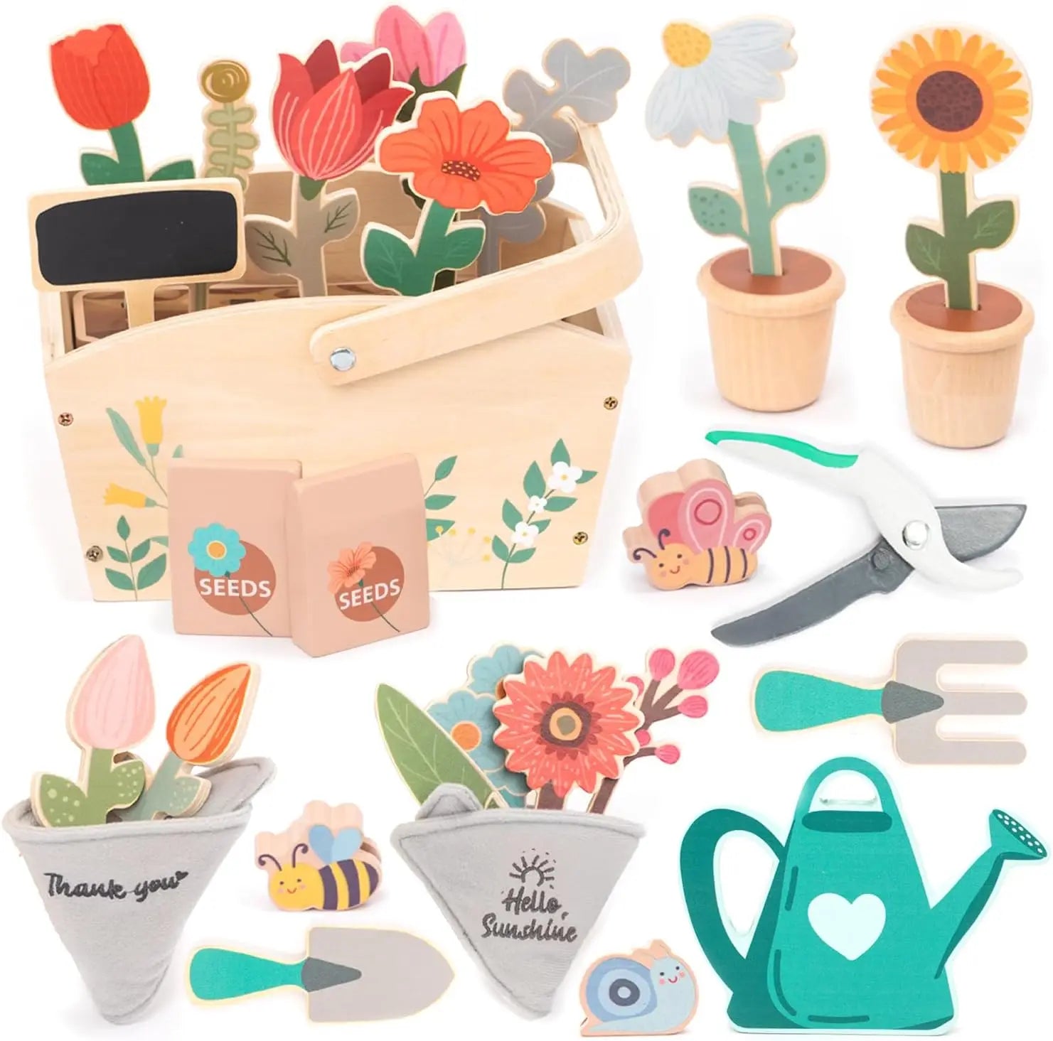 Wooden Garden Play Set – Montessori Pretend Play Toy Ages 3-6